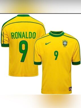 Ronaldo Brazil 1998 Retro Men’s Soccer Jersey Home World Cup ⚽️💯 Fast Shipping
